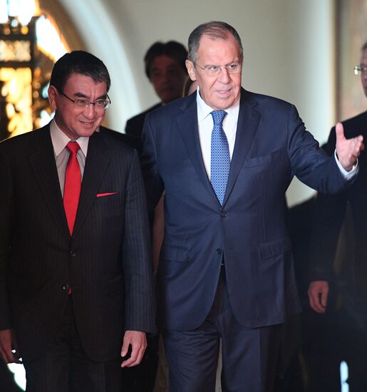 Meeting of Russian and Japanese foreign ministers Sergei Lavrov and Taro Kono