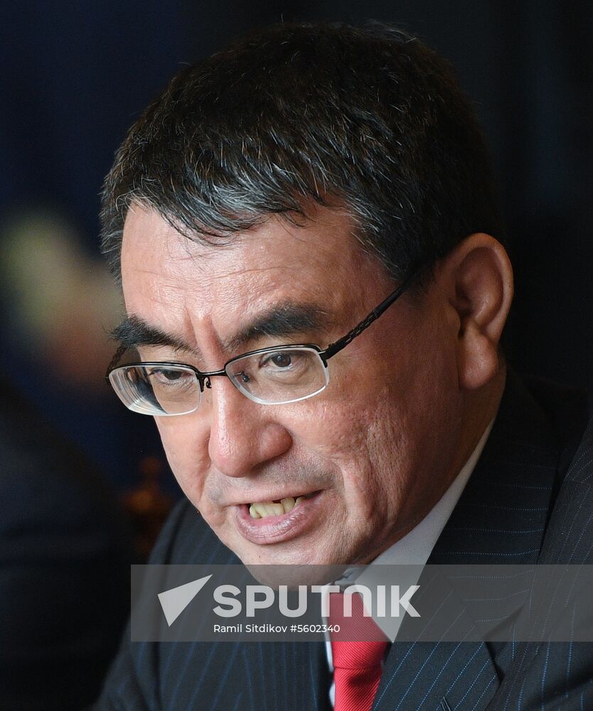 Meeting of Russian and Japanese foreign ministers Sergei Lavrov and Taro Kono
