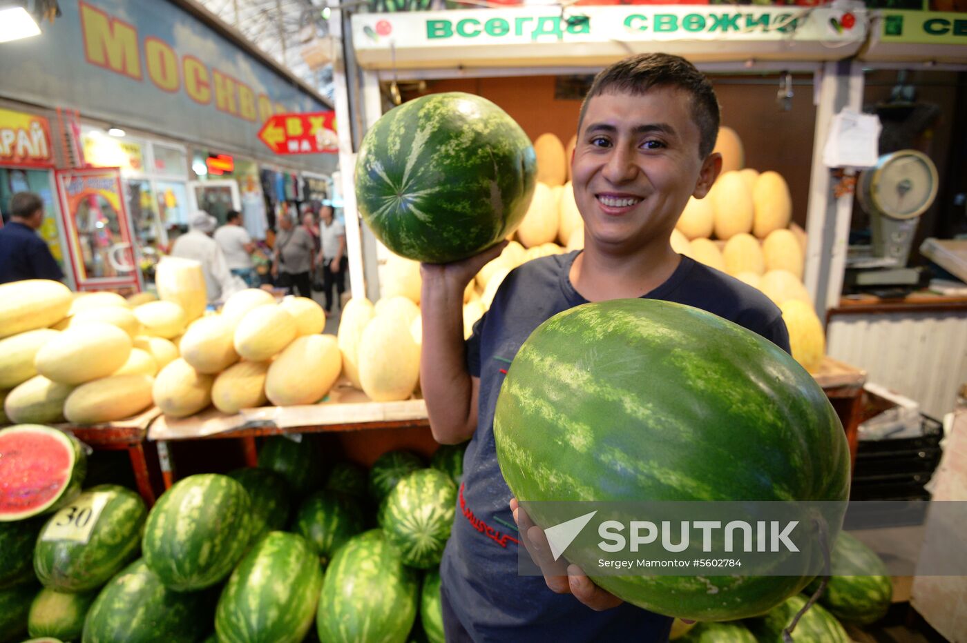 Watermelons go on sale in Moscow
