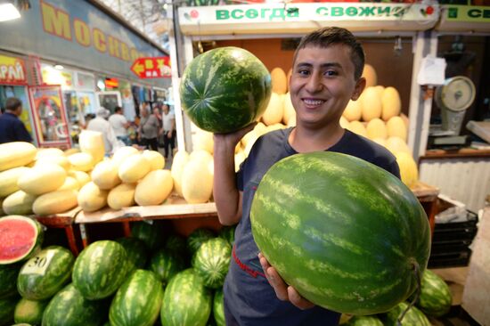 Watermelons go on sale in Moscow