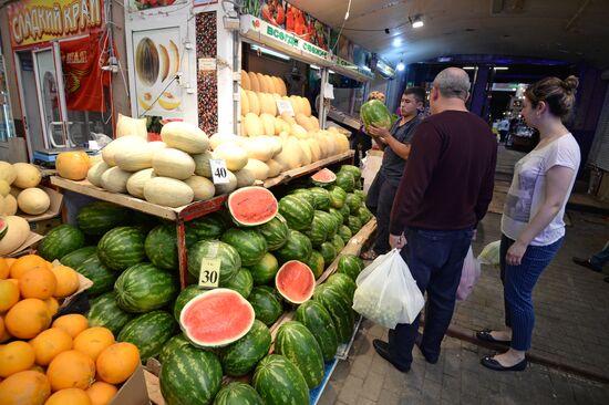 Watermelons go on sale in Moscow