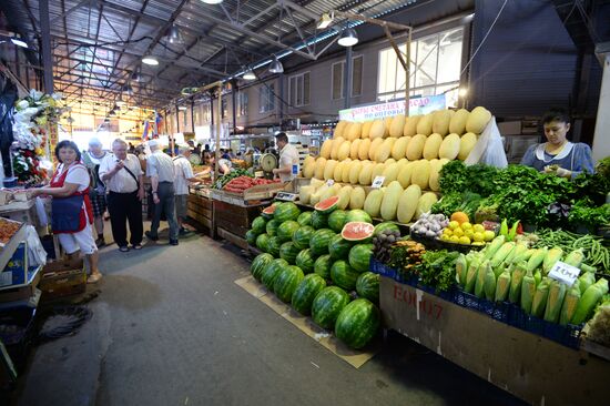 Watermelons go on sale in Moscow