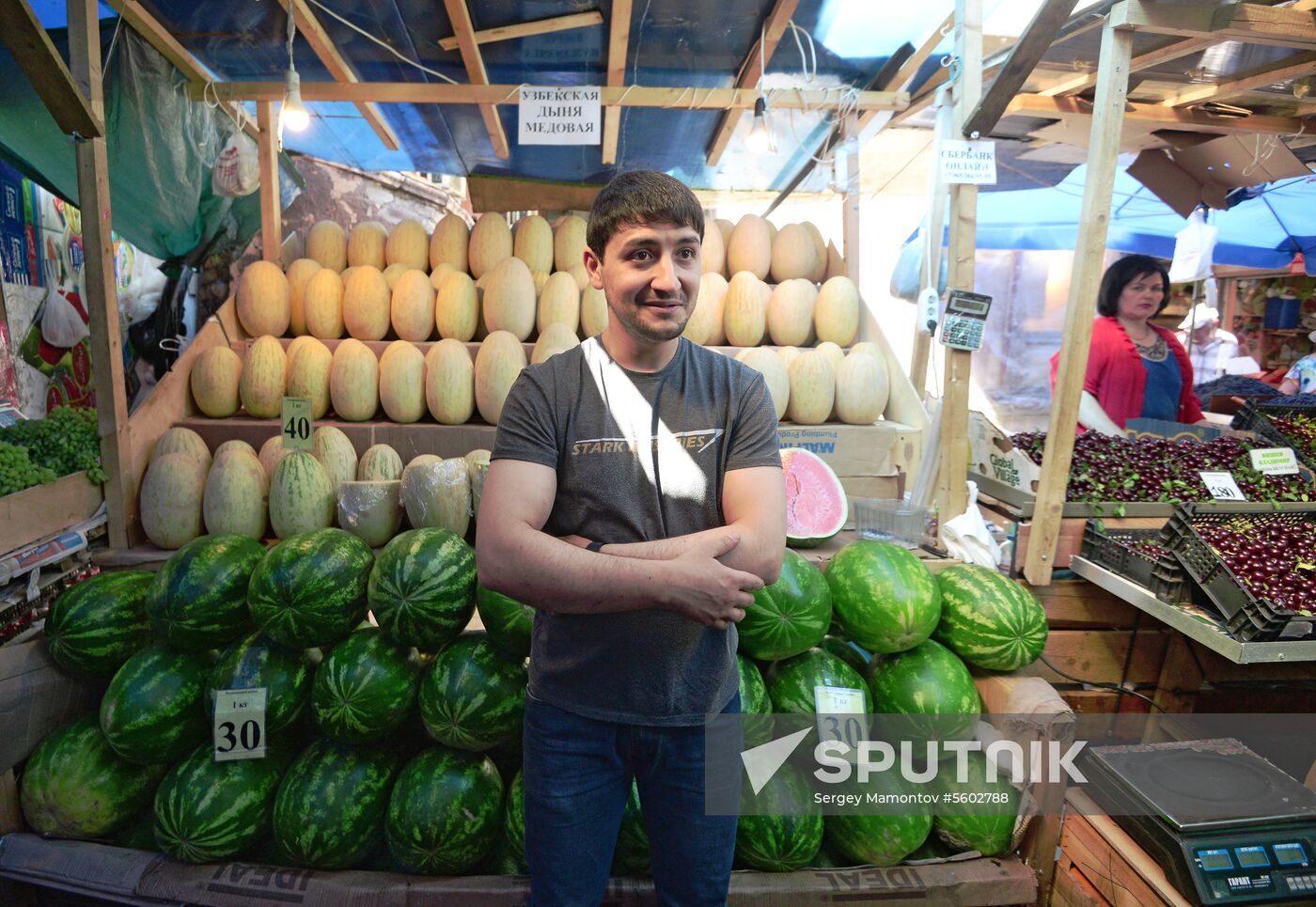 Watermelons go on sale in Moscow