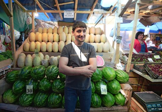 Watermelons go on sale in Moscow