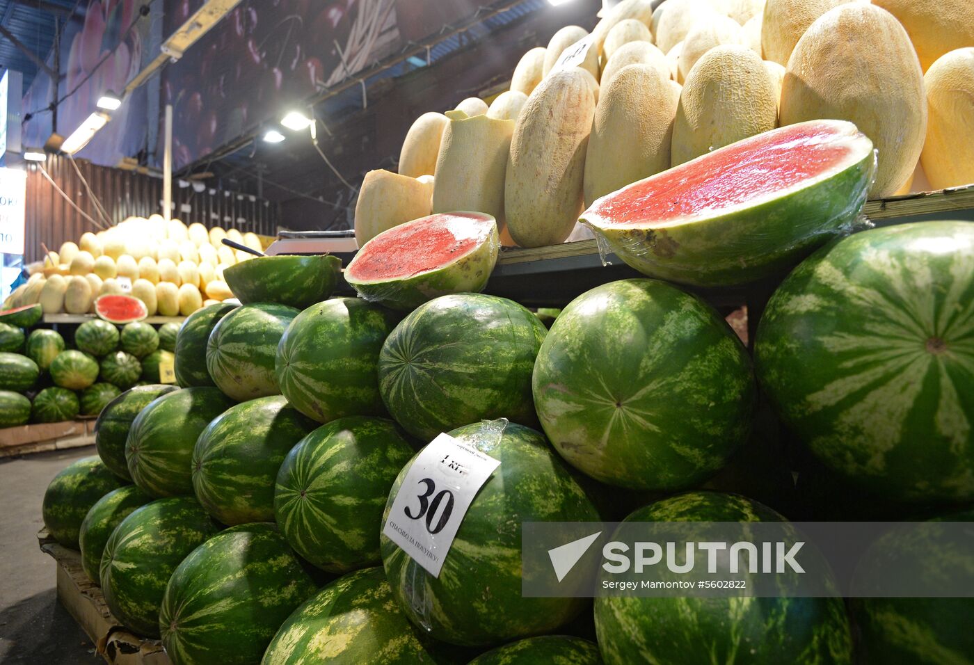 Watermelons go on sale in Moscow