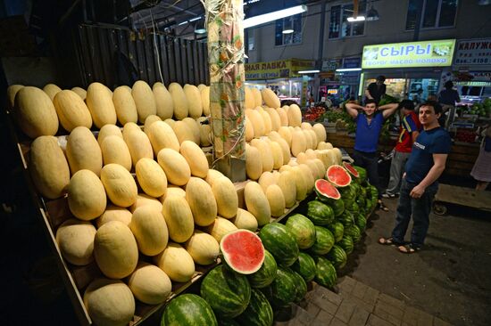 Watermelons go on sale in Moscow