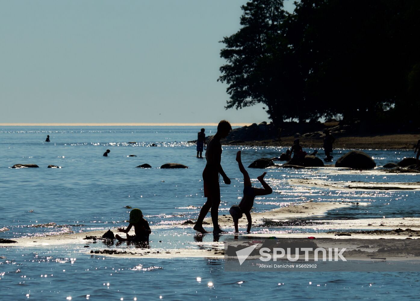 Vacation on shore of Gulf of Finland in St. Petersburg