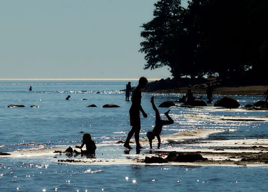 Vacation on shore of Gulf of Finland in St. Petersburg