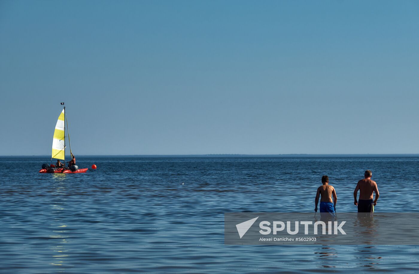 Vacation on shore of Gulf of Finland in St. Petersburg