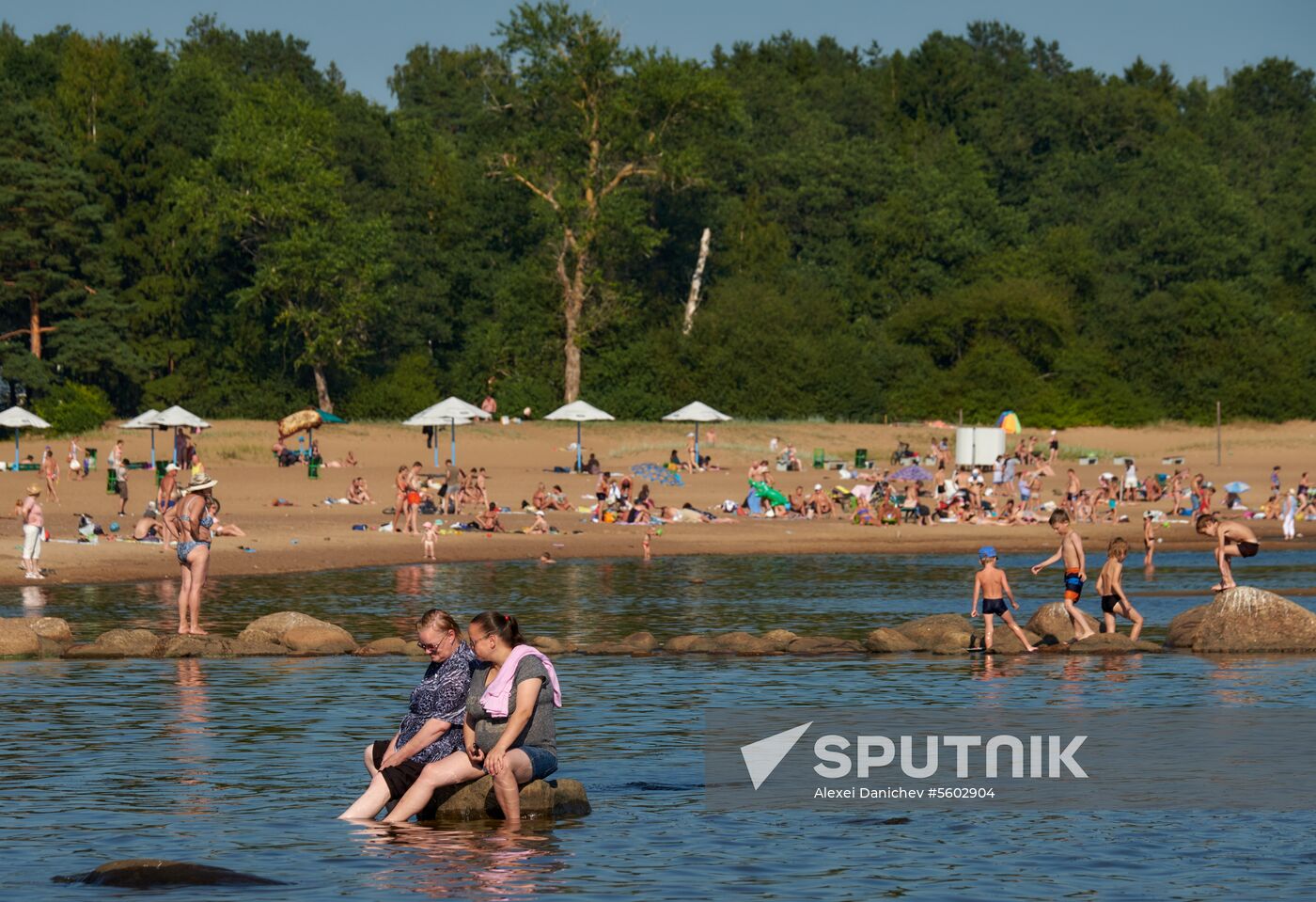 Vacation on shore of Gulf of Finland in St. Petersburg