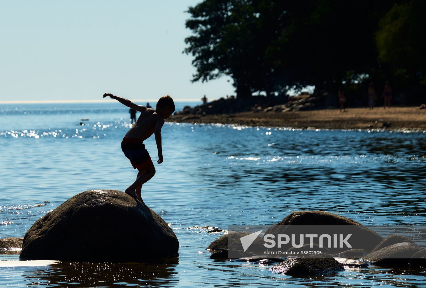 Vacation on shore of Gulf of Finland in St. Petersburg