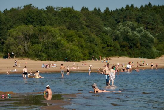 Vacation on shore of Gulf of Finland in St. Petersburg