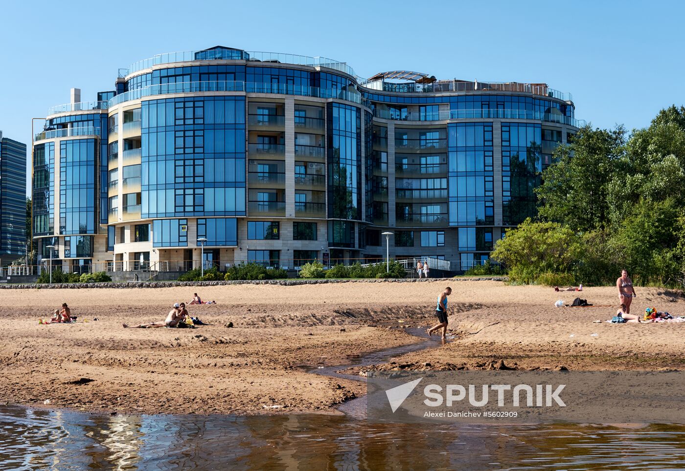 Vacation on shore of Gulf of Finland in St. Petersburg