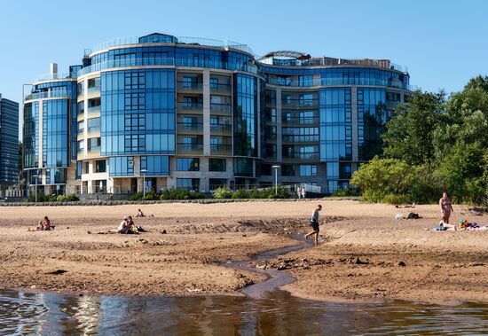 Vacation on shore of Gulf of Finland in St. Petersburg