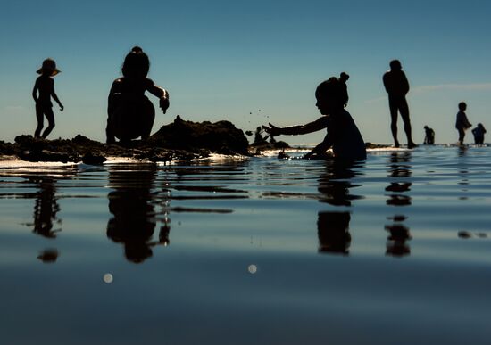 Vacation on shore of Gulf of Finland in St. Petersburg