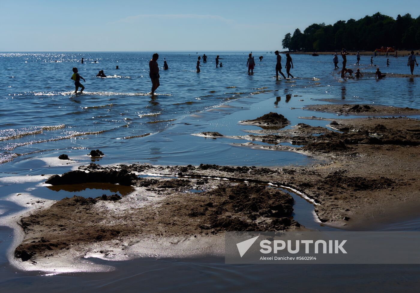 Vacation on shore of Gulf of Finland in St. Petersburg