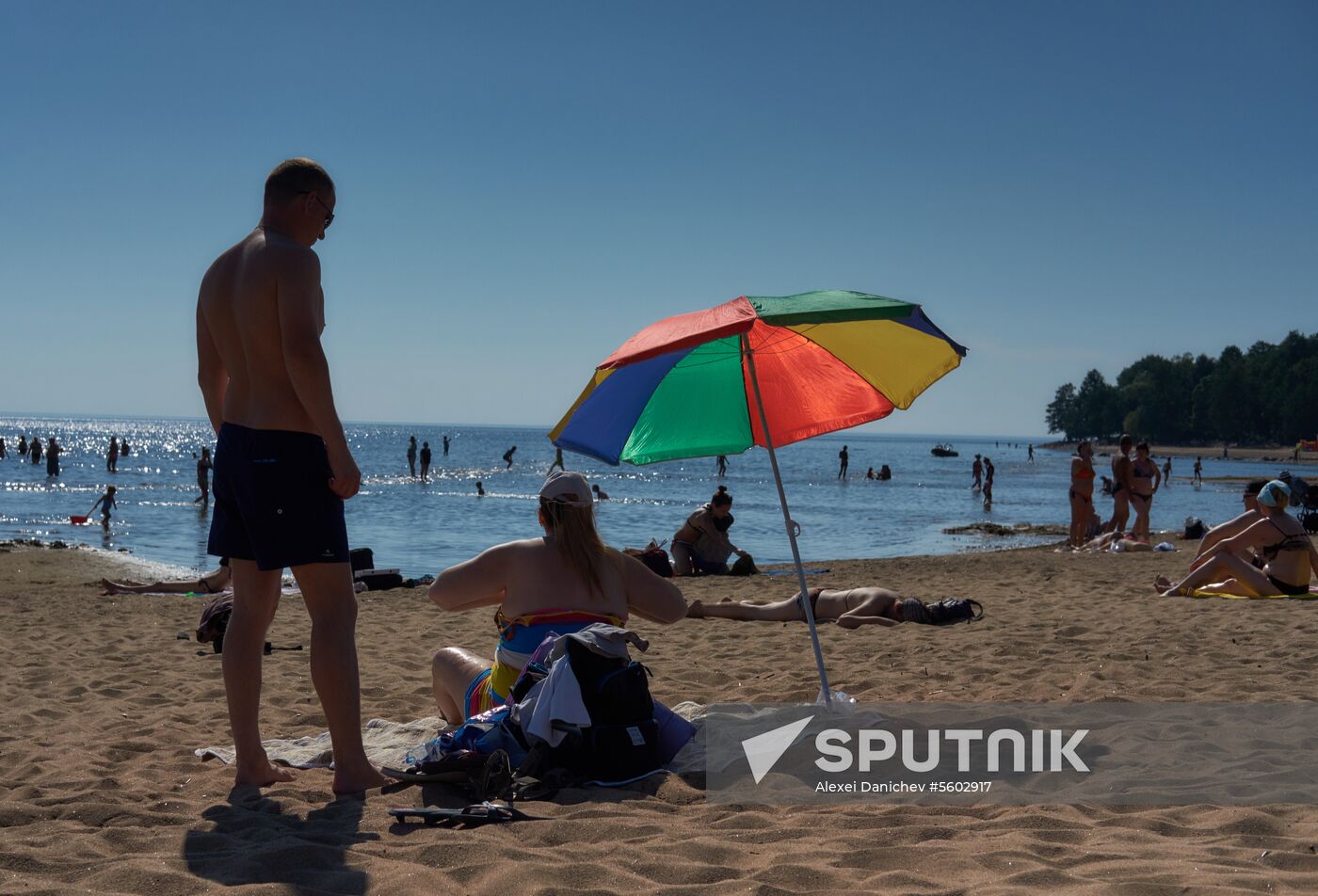 Vacation on shore of Gulf of Finland in St. Petersburg