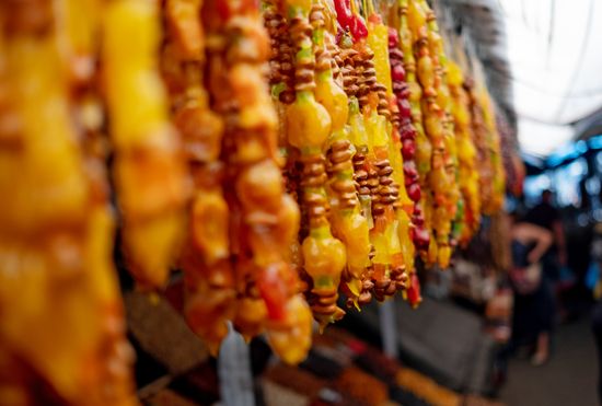 Fruits and vegetables on Krasnodar's central market
