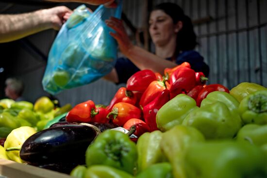Fruits and vegetables on Krasnodar's central market