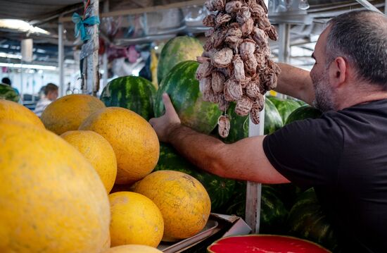 Fruits and vegetables on Krasnodar's central market