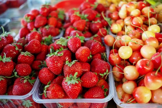 Fruits and vegetables on Krasnodar's central market