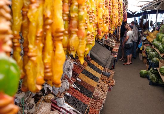 Fruits and vegetables on Krasnodar's central market