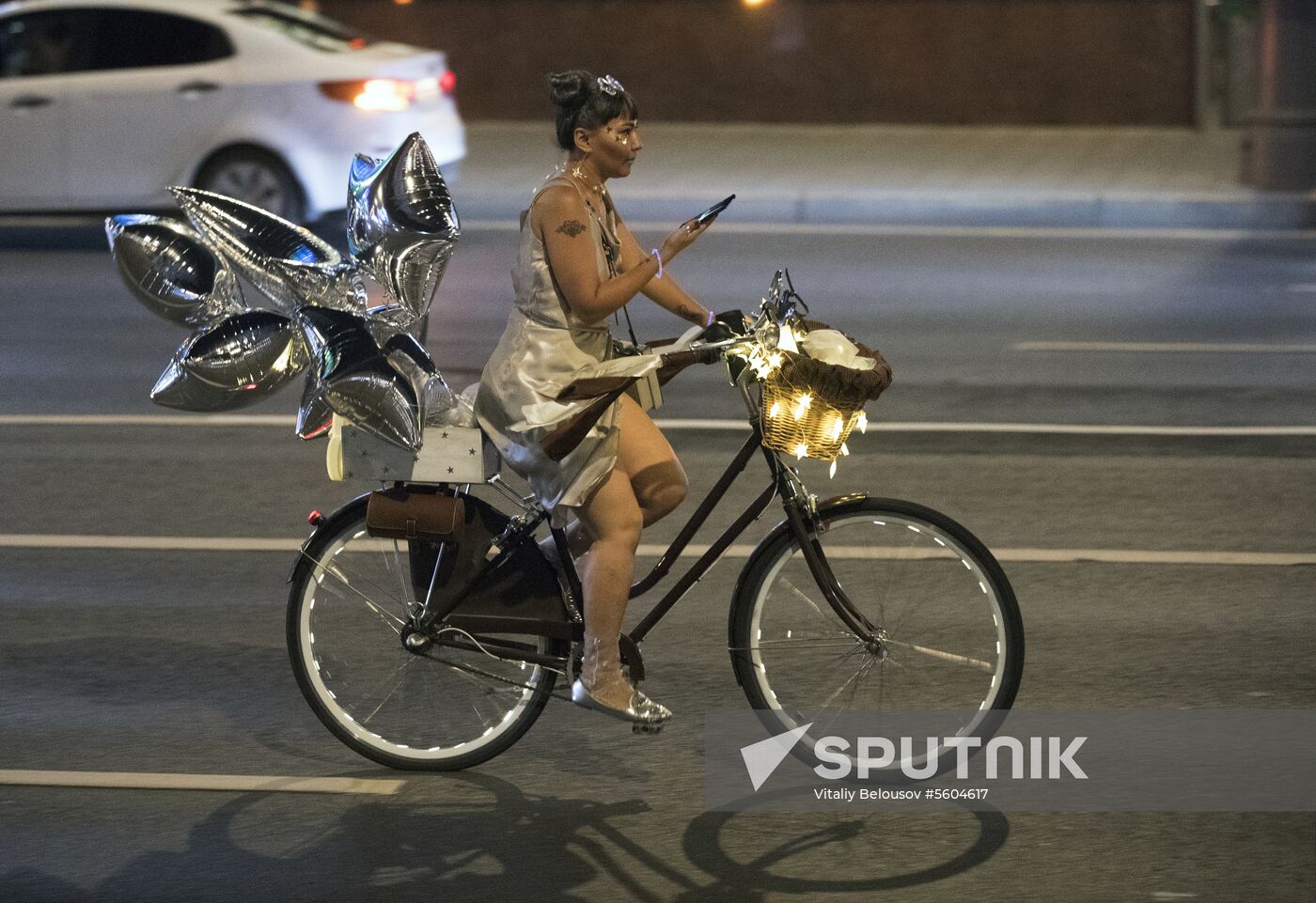 Night bicycle parade in Moscow