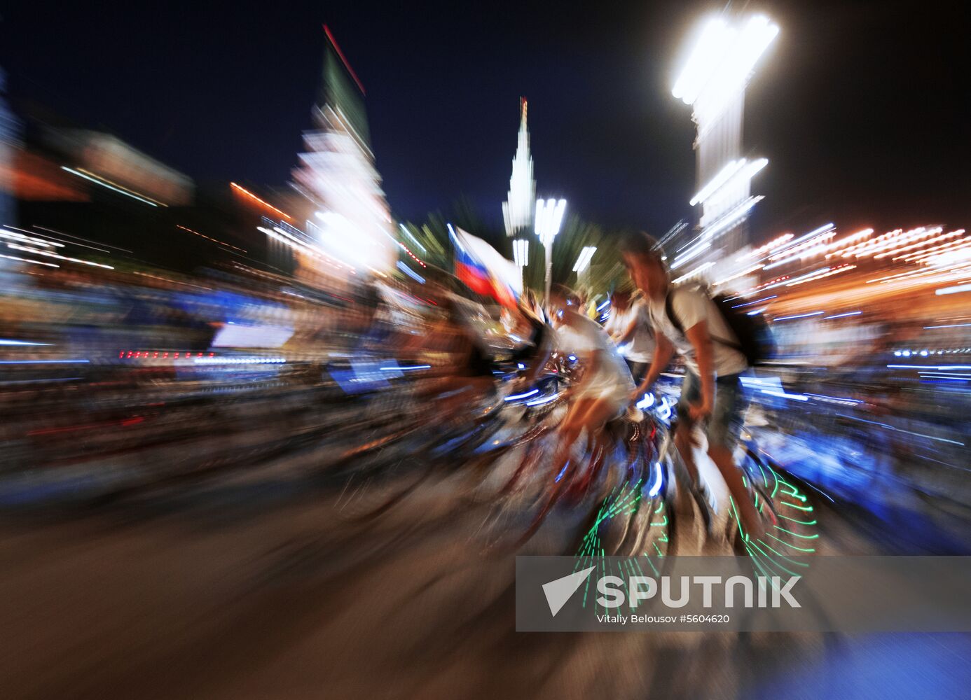 Night bicycle parade in Moscow