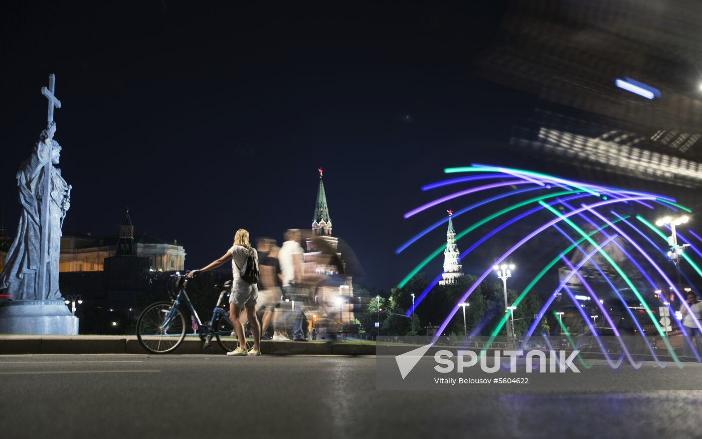 Night bicycle parade in Moscow