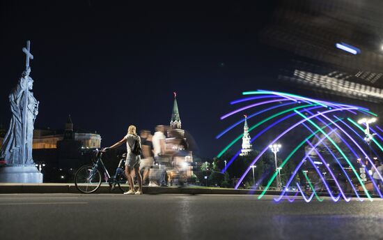Night bicycle parade in Moscow