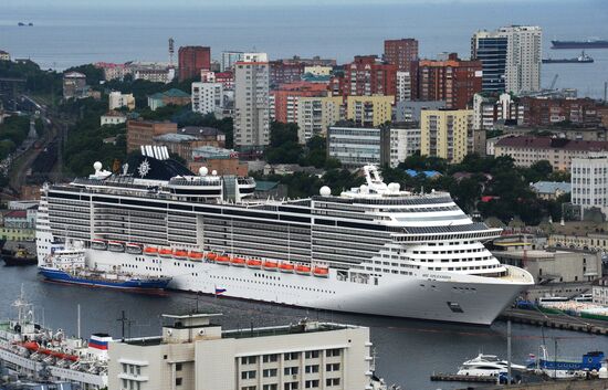 MSC Splendida cruise ship arrives in Vladivostok