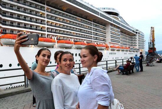MSC Splendida cruise ship arrives in Vladivostok
