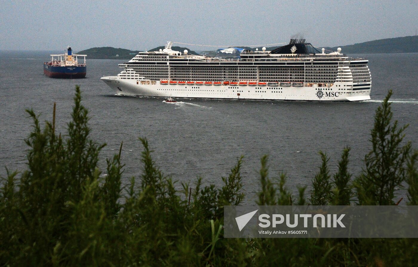 MSC Splendida cruise ship arrives in Vladivostok