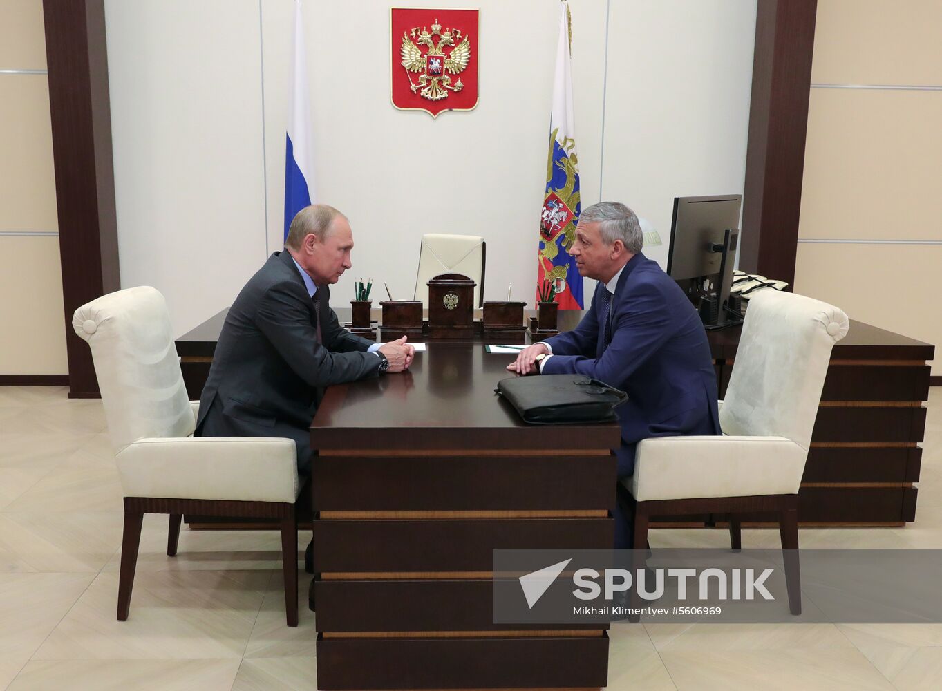 Russian President Vladimir Putin meets with Head of North Ossetia Vyacheslav Bitarov