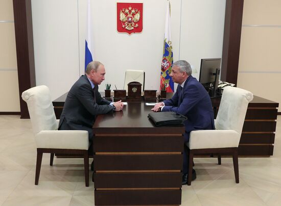 Russian President Vladimir Putin meets with Head of North Ossetia Vyacheslav Bitarov
