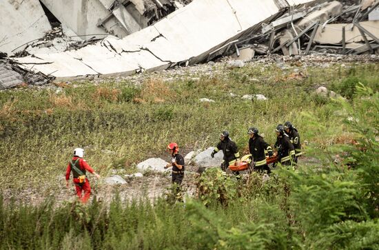 Highway bridge collapses in Genoa