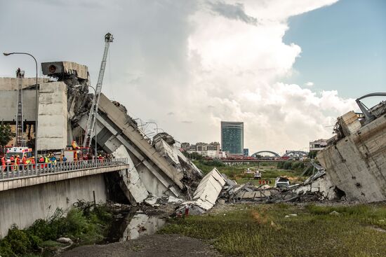 Highway bridge collapses in Genoa