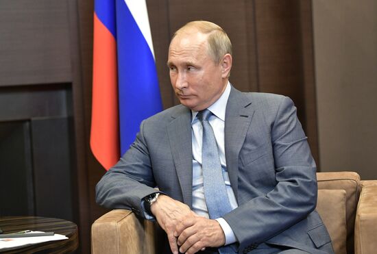 Russian President Vladimir Putin meets with President of Turkmenistan Gurbanguly Berdimuhamedov