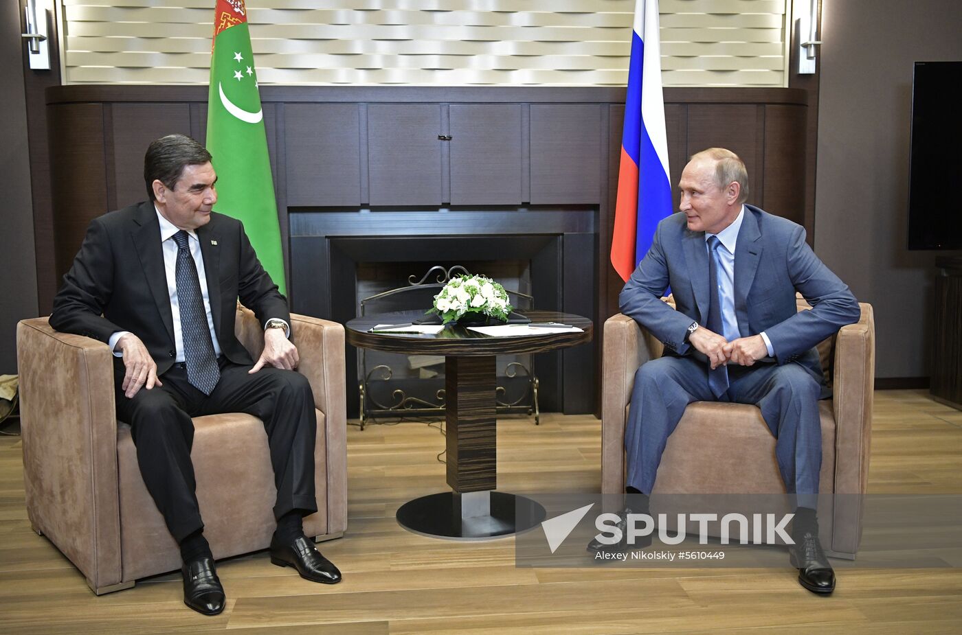 Russian President Vladimir Putin meets with President of Turkmenistan Gurbanguly Berdimuhamedov