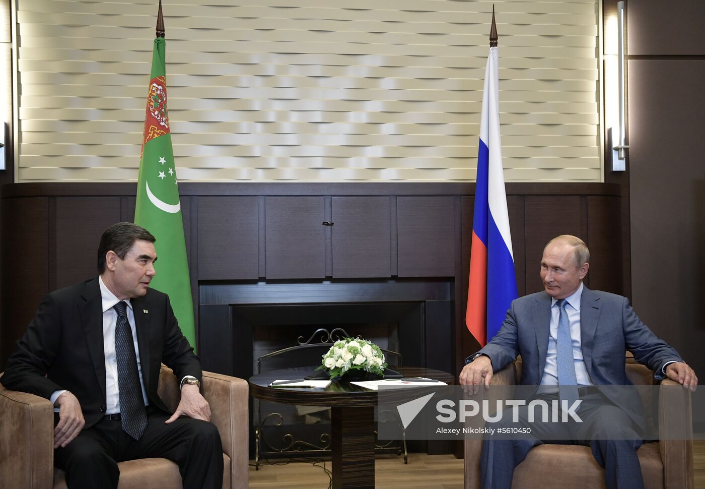 Russian President Vladimir Putin meets with President of Turkmenistan Gurbanguly Berdimuhamedov