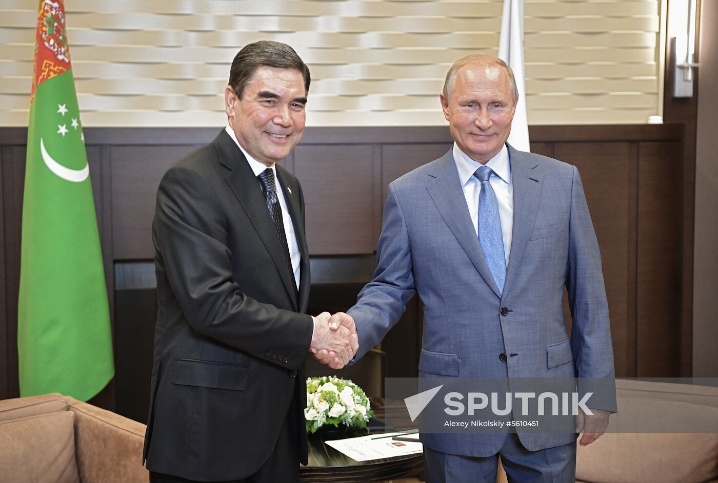 Russian President Vladimir Putin meets with President of Turkmenistan Gurbanguly Berdimuhamedov