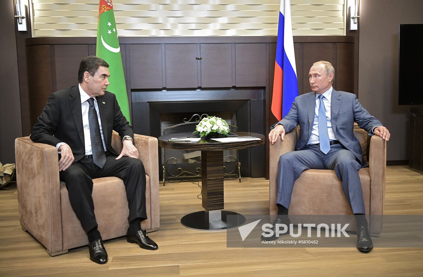 Russian President Vladimir Putin meets with President of Turkmenistan Gurbanguly Berdimuhamedov
