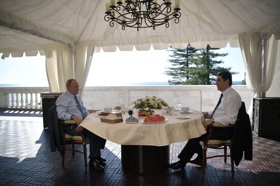 Russian President Vladimir Putin meets with President of Turkmenistan Gurbanguly Berdimuhamedov