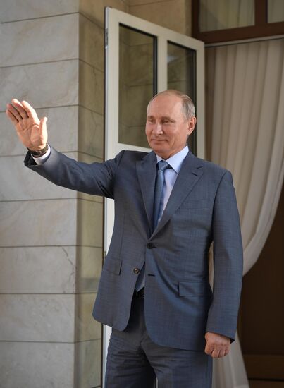Russian President Vladimir Putin meets with President of Turkmenistan Gurbanguly Berdimuhamedov