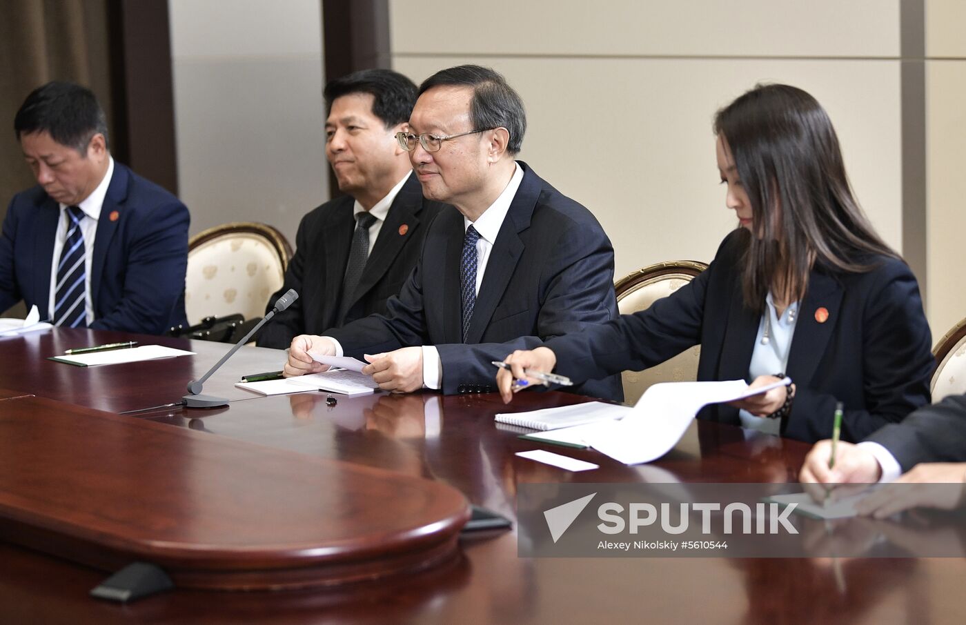 Russian President Vladimir Putin meets with Member of Politburo of Communist Party of China Yang Jiechi