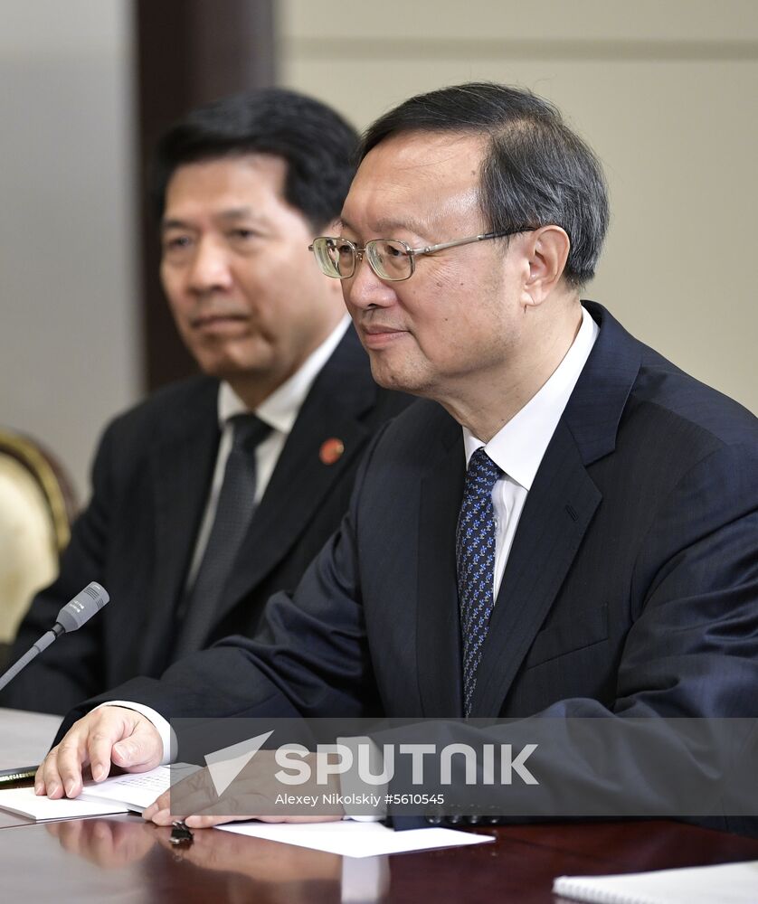 Russian President Vladimir Putin meets with Member of Politburo of Communist Party of China Yang Jiechi
