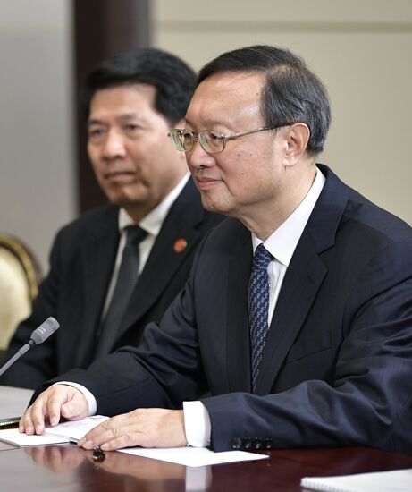 Russian President Vladimir Putin meets with Member of Politburo of Communist Party of China Yang Jiechi