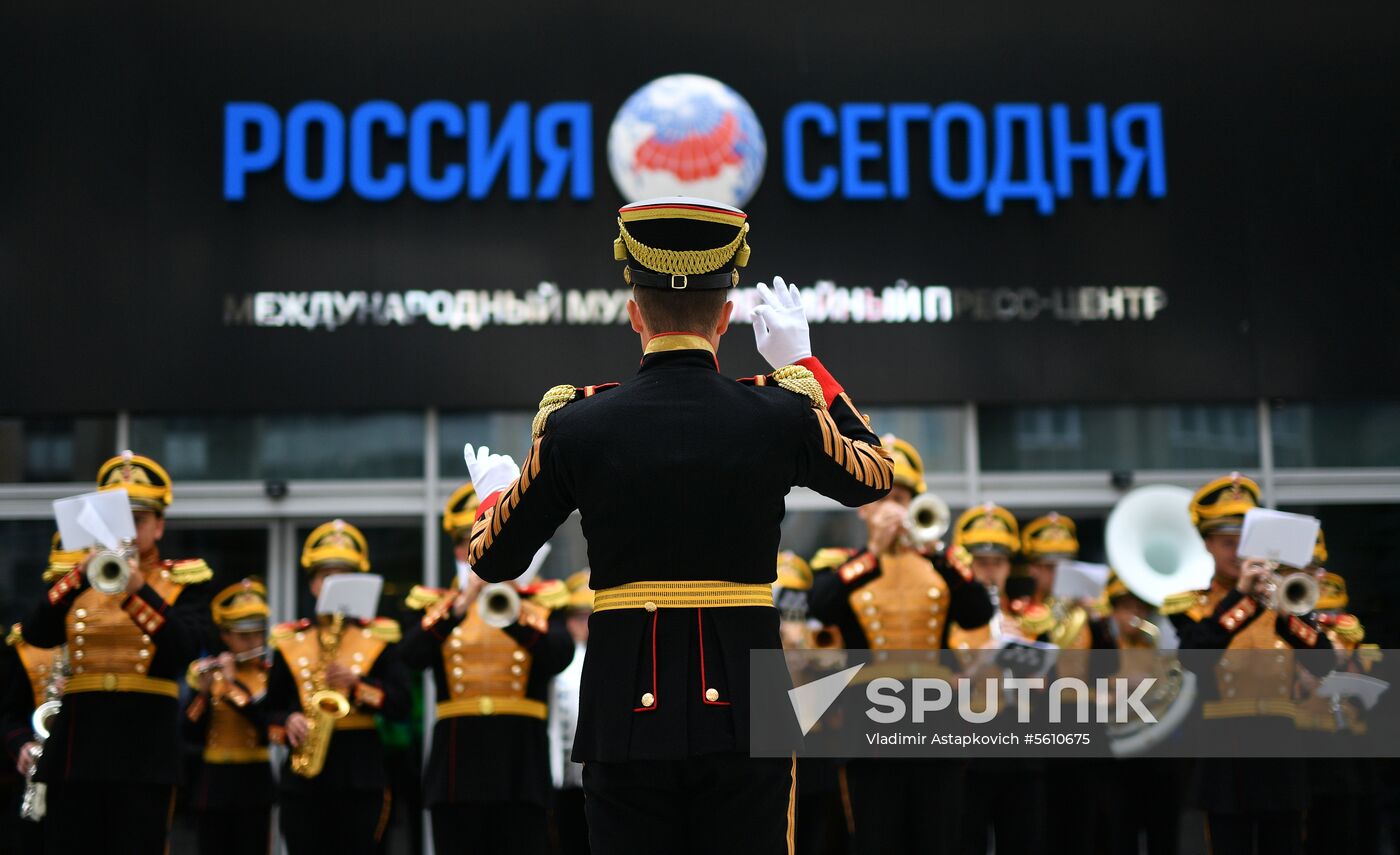 News conference on 11th Spasskaya Tower International Military Music Festival