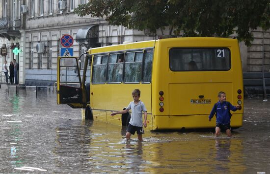 Aftermath of heavy rains in Lvov