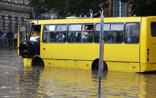 Aftermath of heavy rains in Lvov